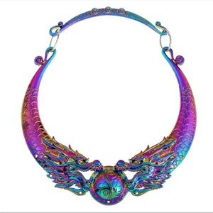 Dragon-Shaped Statement Necklace - Bold & Punk Exaggerated Collar Design